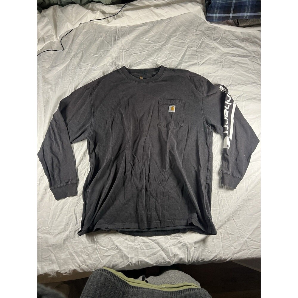 Carhartt K126 Long Sleeve Working Men's T-Shirt - Black, Size XL Worn Casual Top